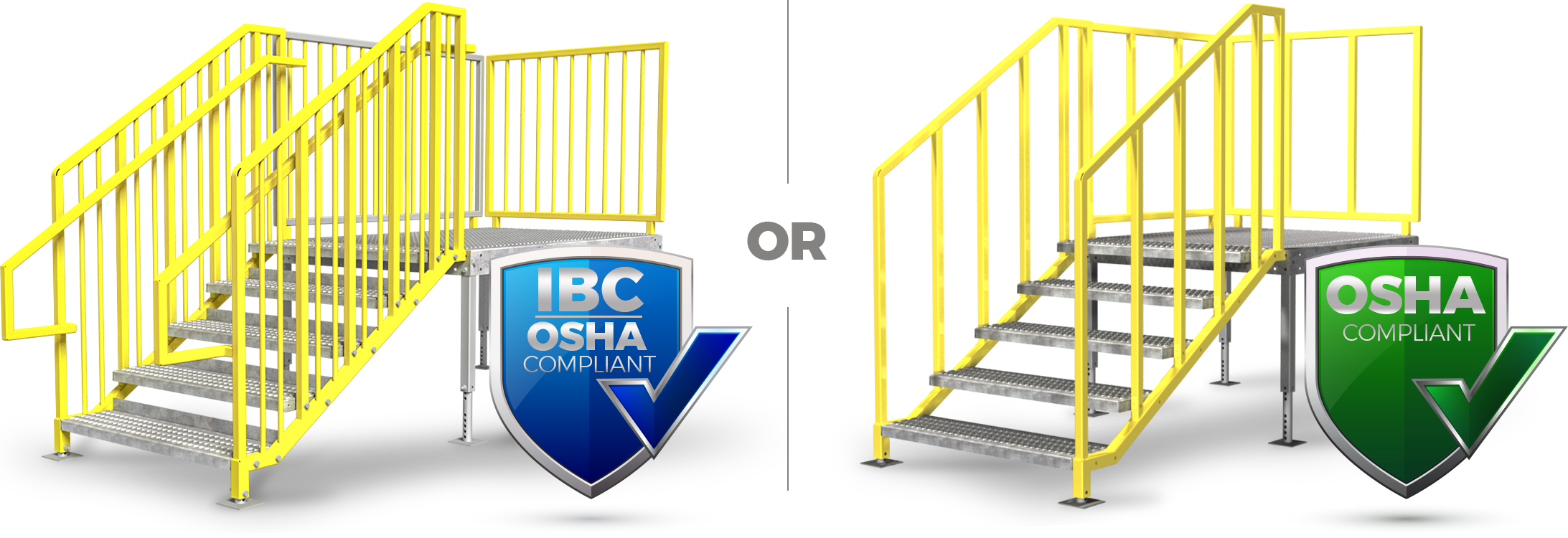 IBC and OSHA Compliant portable stairs